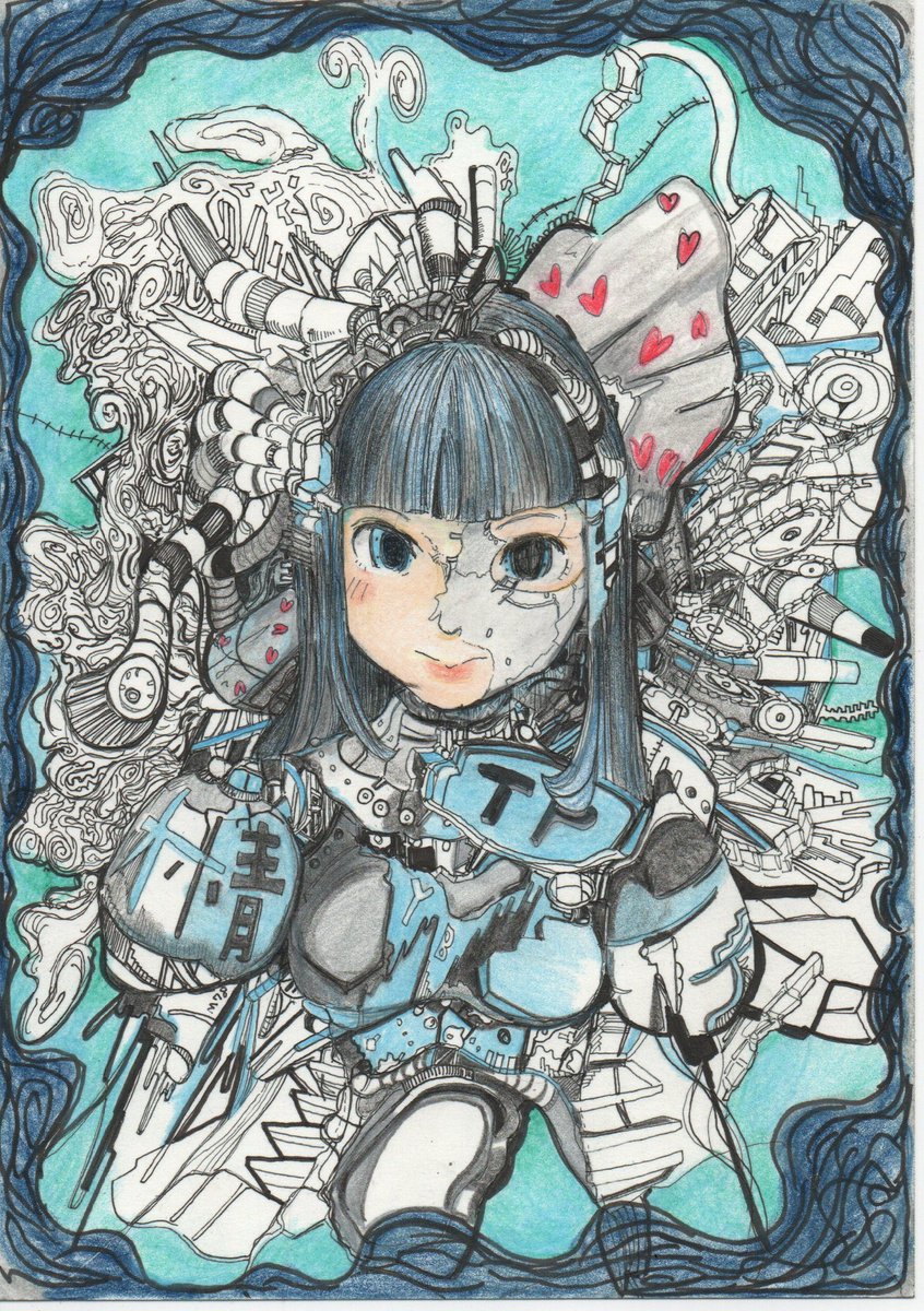 火曜日お疲れ様でした🙂‍↕️ 先日描いた絵に着色。 青っぽくなった