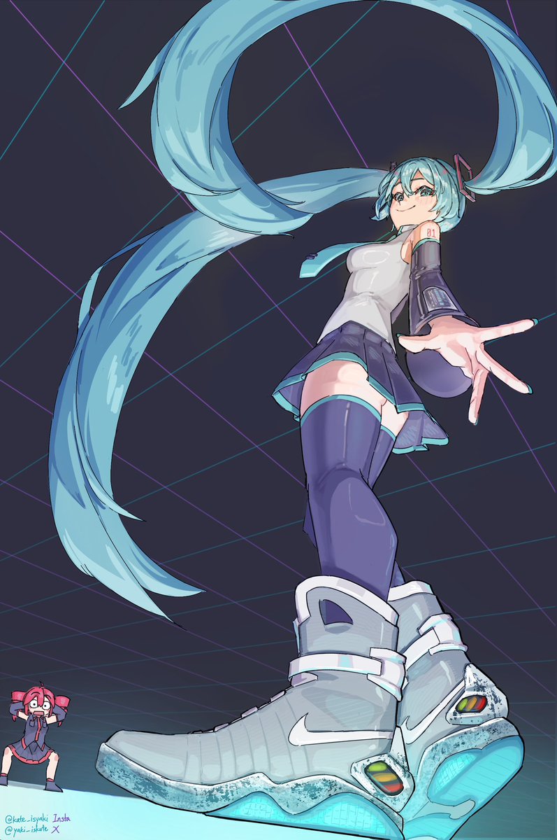 Teto didn’t know miku’s game 
Miku with air mags
#HatsuneMiku #初音ミク