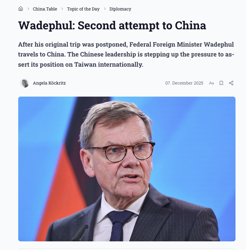 El pobre Wadephul quería venir con una conferencia sobre Taiwán y Ucrania, lo rechazaron y luego lo dejaron venir, solo