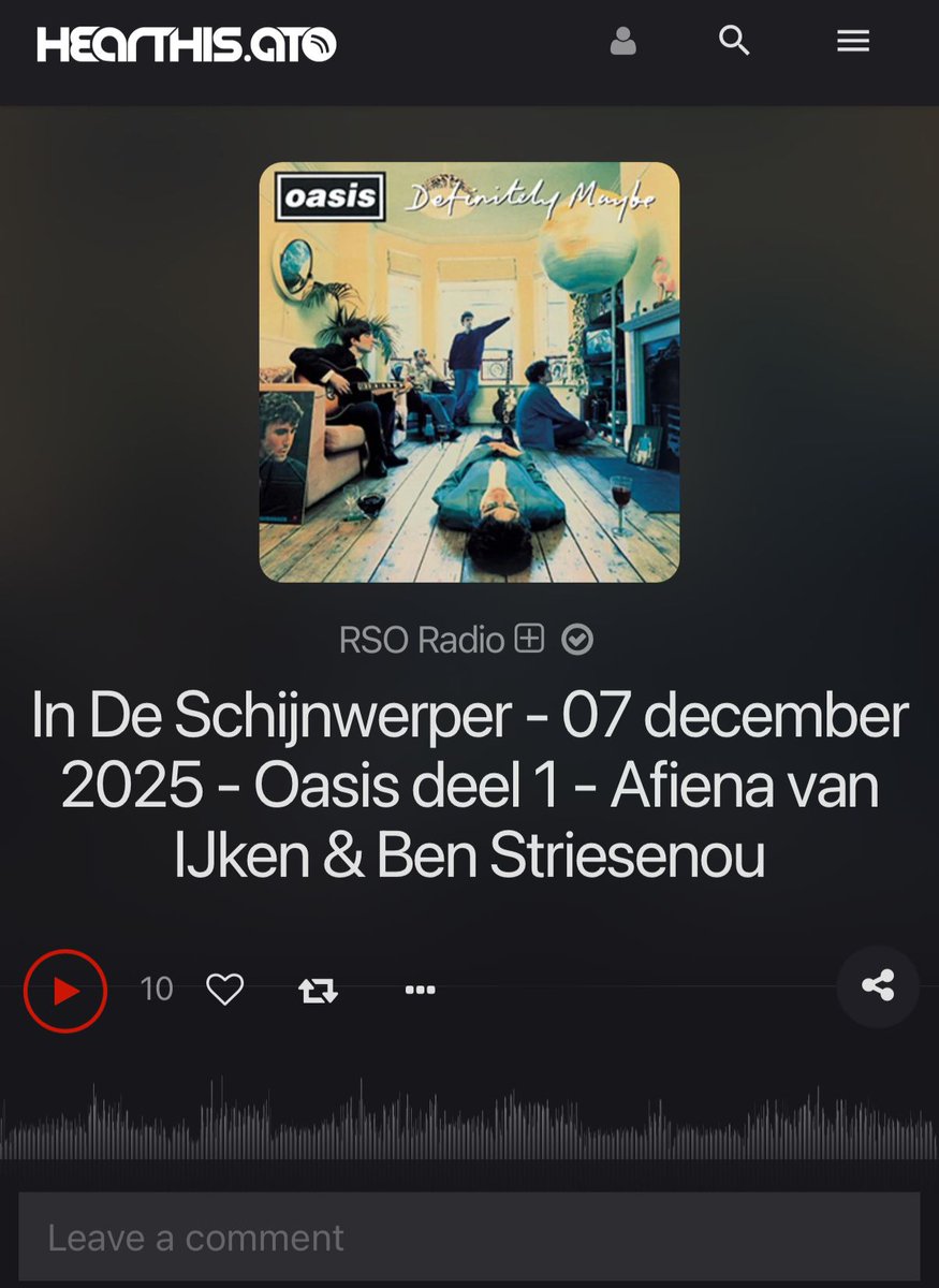 Afgelopen zondag hebben <a href="/AfienavanZanten/">Afiena van IJken</a> en ik een uur lang gepraat over Oasis, gemist luister het hier terug! <a href="/RTV_RSO/">RTV RSO</a>
hearthis.at/rso-radio-vf/i…