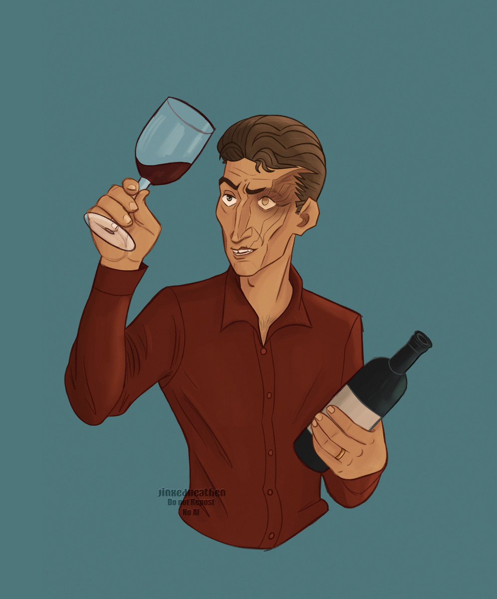 AUSilcosWifey's tweet photo. "Come on, Sil! Just drink the damn wine."
"Patience..drinking a Noxian wine *this* fine is an art."
6hrs on this piece. Tried a lot of new things! <3
As usual, fanart for @CouncilorSilco
#silco #arcane #cilcotwt https://t.co/1z9teXcu0i