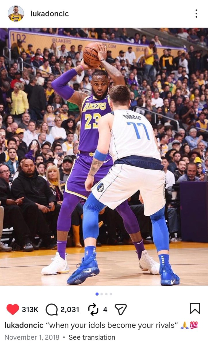 Luka Dončić IG post from 2018

"When your idols become your rivals"