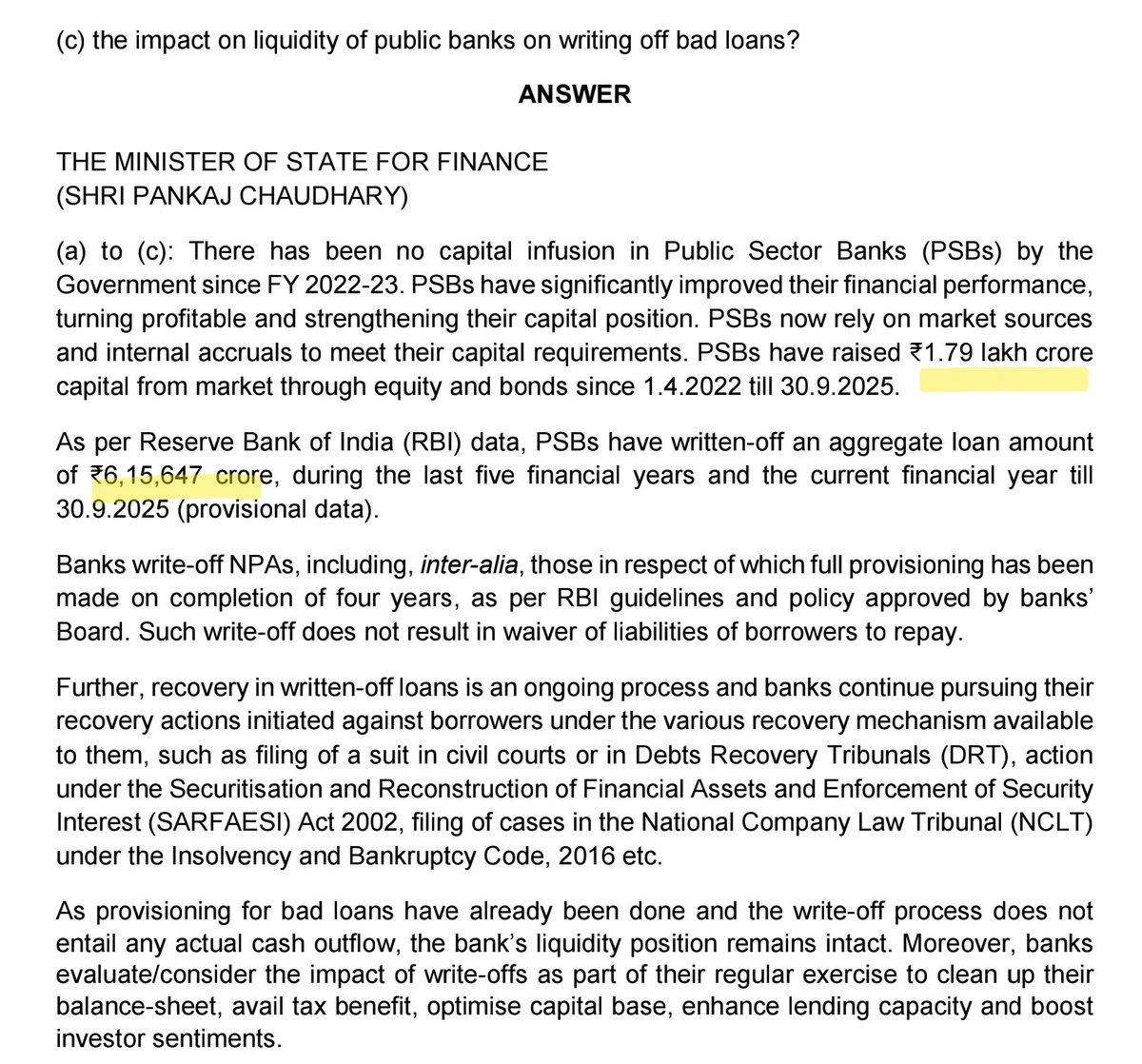 मोदी सरकार ने पिछले 5 साल में 6,150,000,000,000 रुपये का 
बैड लोन राइट-ऑफ किया है.

#ParliamentWinterSession2025 #ParliamentQuestions #Badloan #NPA #bank