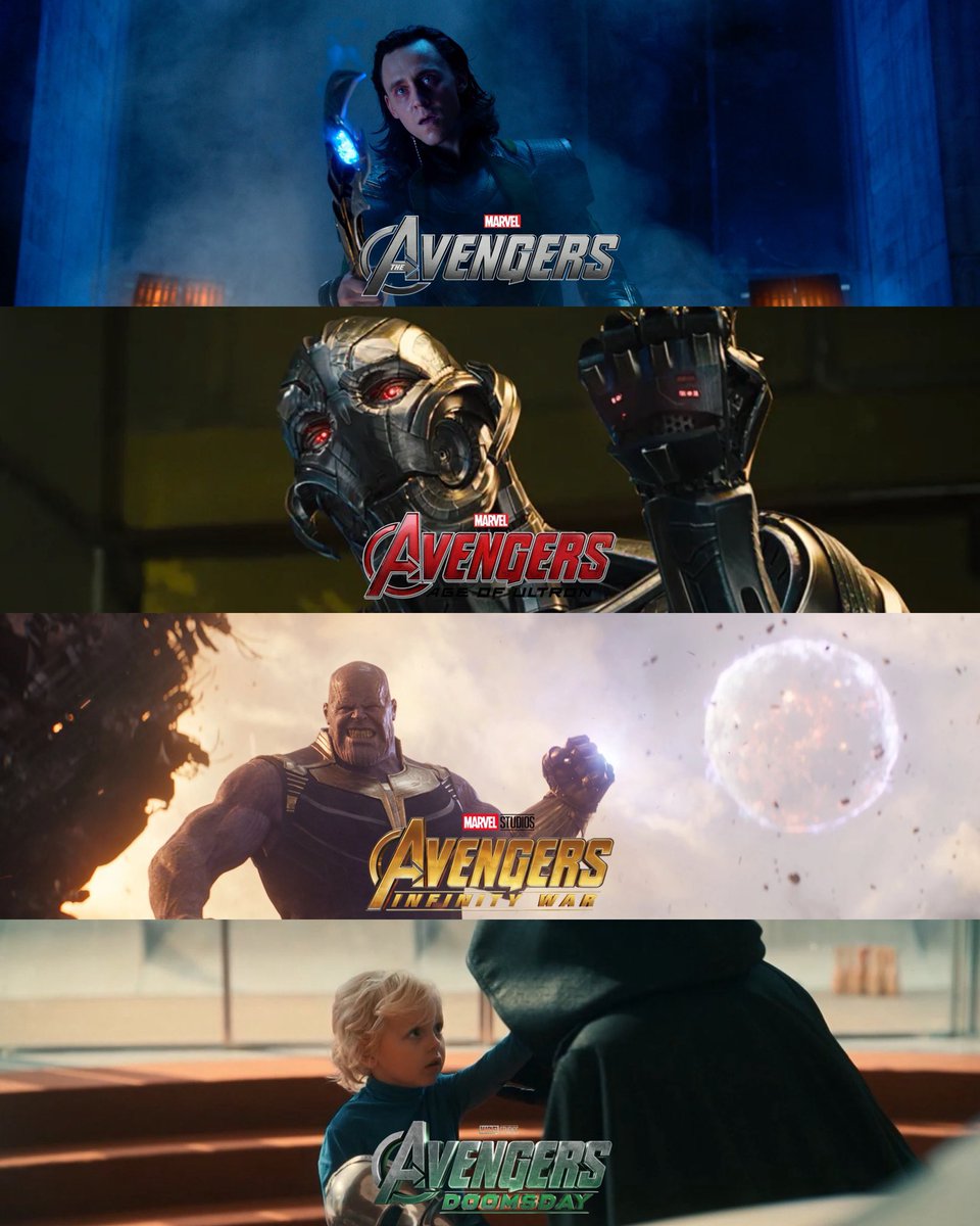 marvelousgeek__'s tweet image. Avenger level threats in the MCU: 

• Loki (city) 
• Ultron (worldwide) 
• Thanos (universal) 
• Doctor Doom (multiversal)