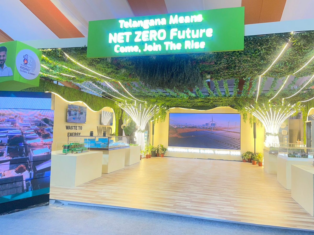 tgspdcl's tweet image. Hon’ble Chief Minister, Deputy Chief Minister, and Principal Secretary Shri Navin Mittal, TGSPDCL CMD along with other esteemed ministers, visited our Energy Department’s NET ZERO Stall at the Telangana Rising Global Summit-2025. @GlobalSummitTG @revanth_anumula @Bhatti_Mallu