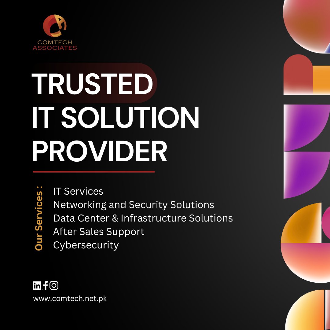 Comtech987's tweet image. Upgrade your network, boost security, and strengthen your IT infrastructure with Comtech Associates. End-to-end support you can trust.

comtech.net.pk | 0331-1144220

#ITSolutionProvider #Networking #CyberSecurity #Infrastructure #DataCenter