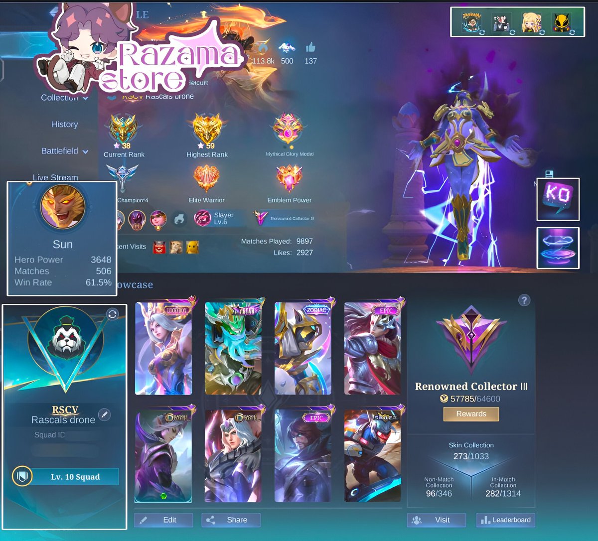 damseulz's tweet image. price ⋮ 180k

─ spek ⋮ free squad level 10
RECALL TAS TAS BIRU PERMANEN
all emblem &amp;amp; hero max
emote wlee, zzz, hahaha dll
magic core 80
─ skin ⋮ selena lucky box, lancelot 2 epic, ling epic + painted, helcurt zodiak dll

#zonauang #zonajajan