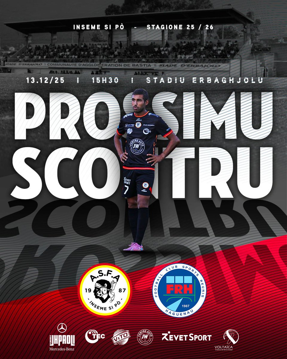 Dernier match de l' année 2025 et c'est à domicile qu'il se jouera. 

Nos Furianinchi recevront Haguenau pour le compte de la 13 ème journée. 
Il n'y aura pas de cadeau à Erbajolo ! 

3 PUNTI È BASTA ! 

𝙁𝙤𝙧𝙯𝙖 𝙁𝙪𝙧𝙞𝙖𝙣𝙞 𝘼𝙜𝙡𝙞𝙖𝙣𝙞

#InsemeSiPò