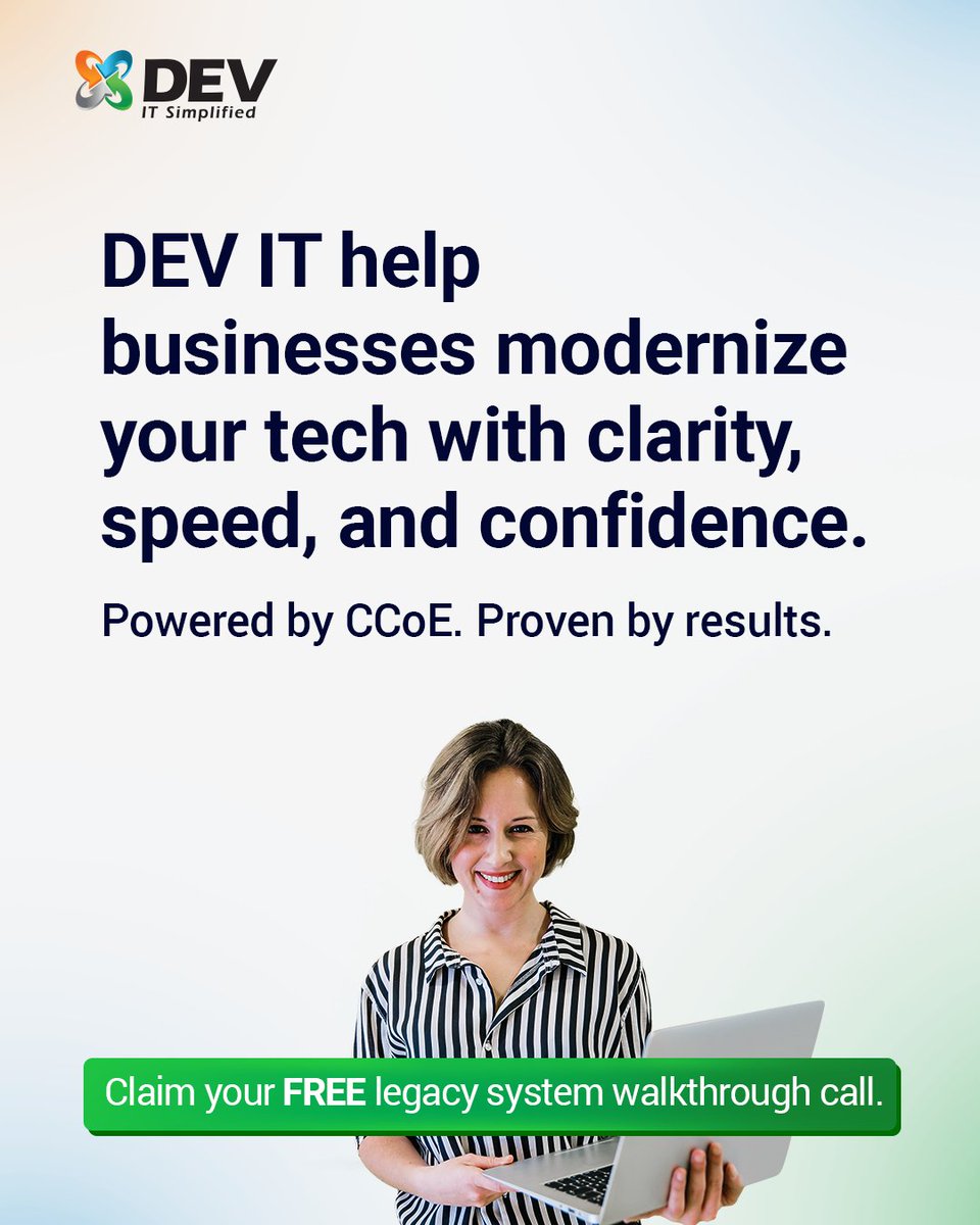 DEVITPL's tweet image. ⏳ Legacy tools drain growth through downtime and hidden costs.
Upgrade to faster, scalable, modern tech.

👉 Free walkthrough call: shorturl.at/ZYszE

#Modernization #TechUpgrade #LegacySystems #CloudReady