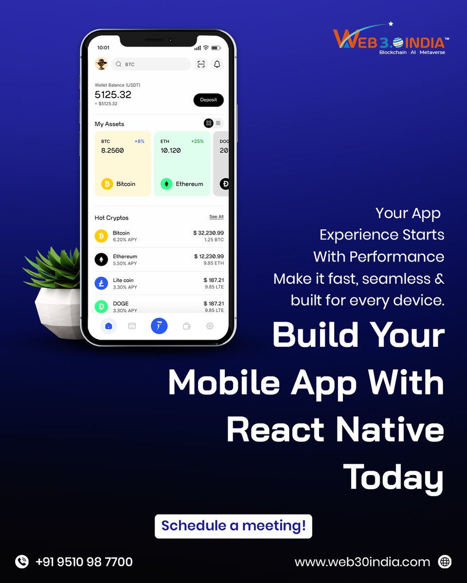 web30_india's tweet image. From startups to enterprise brands,  React Native builds apps that just feel faster 

Faster dev cycles, lower costs. Building new or upgrading old, React Native keeps your app smooth, intuitive &amp;amp; on-brand.

#ReactNativeDevelopment #CrossPlatformApps #HybridAppDevelopment