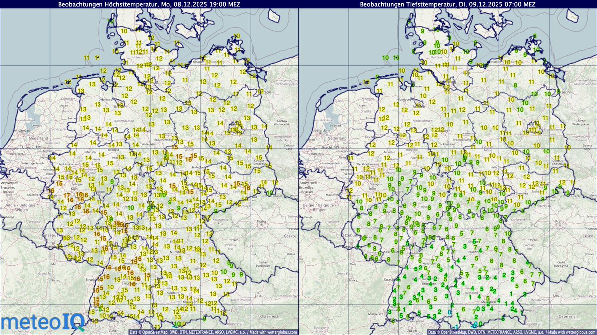 Subtropische Meeresluft sorgt für außergewöhnlich milde Temperaturen - nicht nur tagsüber, sondern auch nachts.