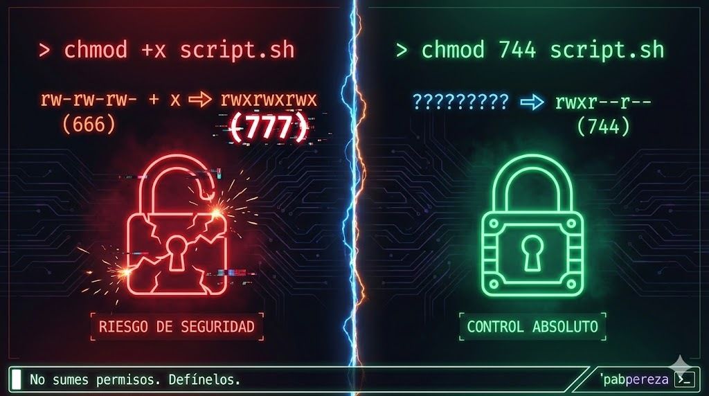 pabpereza's tweet image. Deja de escribir chmod +x script.sh por inercia.

Todos lo hacemos a diario, pero ¿sabes que podrías estar abriendo una brecha de seguridad en tu servidor sin darte cuenta?

Abro hilo 🧵👇 #DevOps #Linux #Security