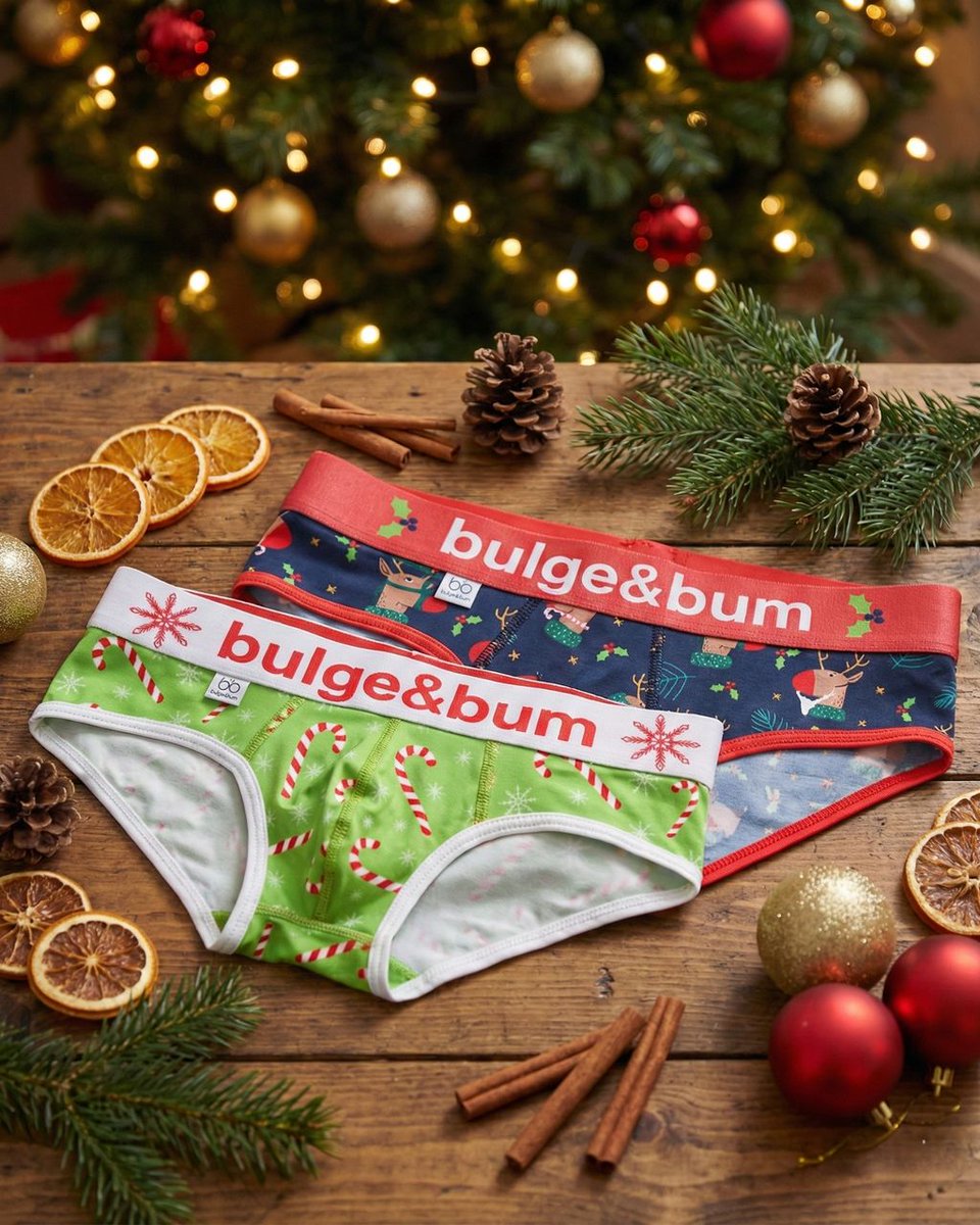 Bulgeandbum's tweet photo. Buy any pair of undies and get a Christmas pair FREE! Whether you’re on the naughty or nice list, we’ve got your bulge and your bum covered.

Remember to add your Christmas pair - free at checkout. 🎅🩲

#BulgeAndBum #ChristmasUndies #StockingStuffer #MensUnderwear #HolidayDeals https://t.co/wUfs3n4X1j