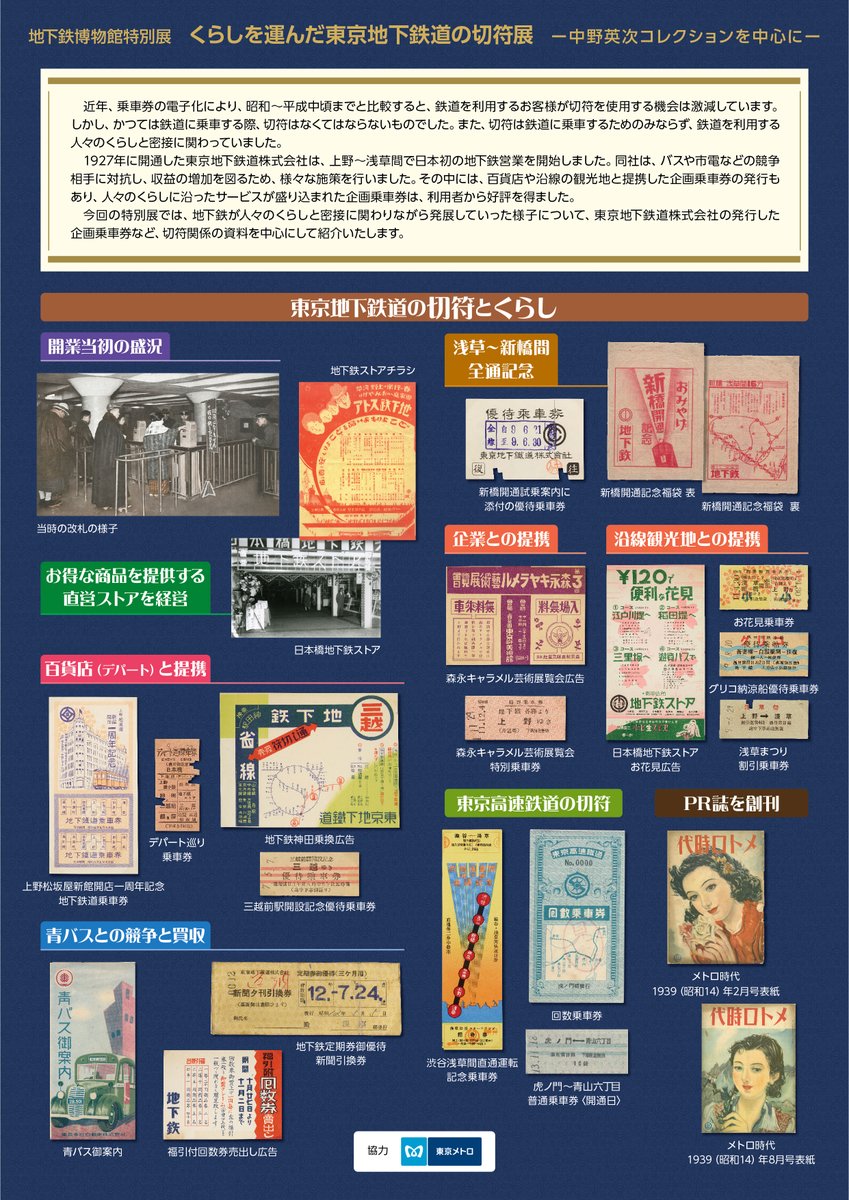 特別展のお知らせ】 本日より「くらしを運んだ東京地下鉄道の切符展