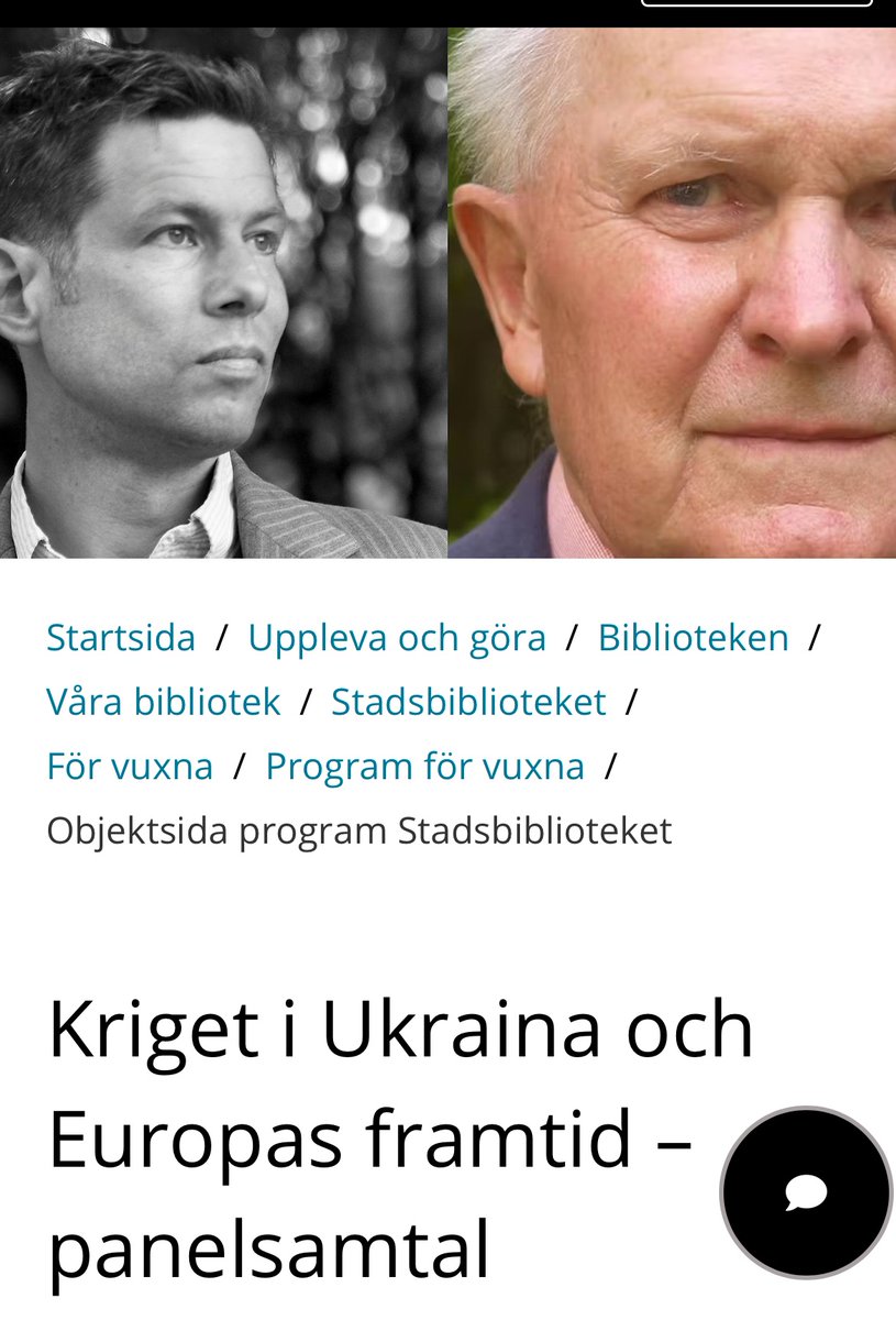 Ikväll kl 17.30 samtalar Stig Fredrikson och jag på Malmö stadsbibliotek om kriget i Ukraina. Samtalsledare är Amanda Wollstad. Välkomna!

malmo.se/Uppleva-och-go…
