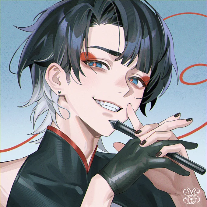 Vgen icon comm for @/jiechii of their oc!! I love the expression I drew him in! That is the last Vgen comm for this year. They are closed until I finish my current non vgen commission batch.