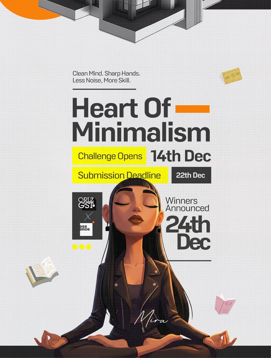 ctrlplusz_gist's tweet image. The Heart of Minimalism is live. An entry free design challenge built to spark clean thinking and bold execution. Step in and create something that speaks. The rules and brief will be shared soon. Challenge kicks off December 14. The culture is ready for your vision.
