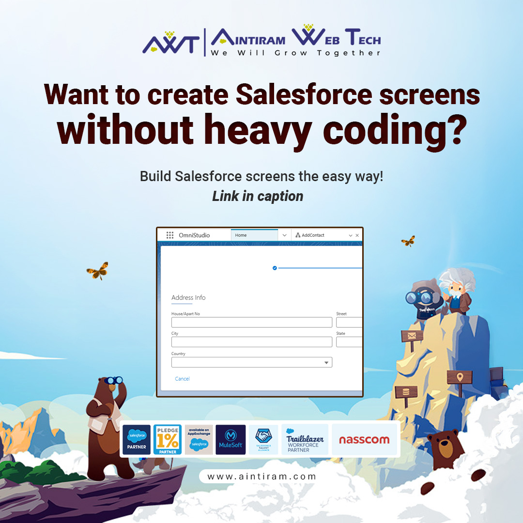 aintiram_in's tweet image. Want to build @salesforce screens without heavy code?

#OmniStudio lets you create guided, user-friendly screens faster using low-code tools.

Read the blog 👉lnkd.in/gd5559Hr

#Salesforce #LowCode #NoCode #SalesforceAdmin #SalesforceDeveloper #AintiramWebTech #Blogs #AWT
