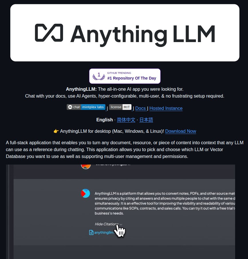 pythonym's tweet image. 🔥 Anything LLM

A full-stack application that enables you to turn any document, resource, or piece of content into a context that any LLM can use as a reference during chatting. 

This application allows you to pick and choose which LLM or Vector Database you want to use, as…