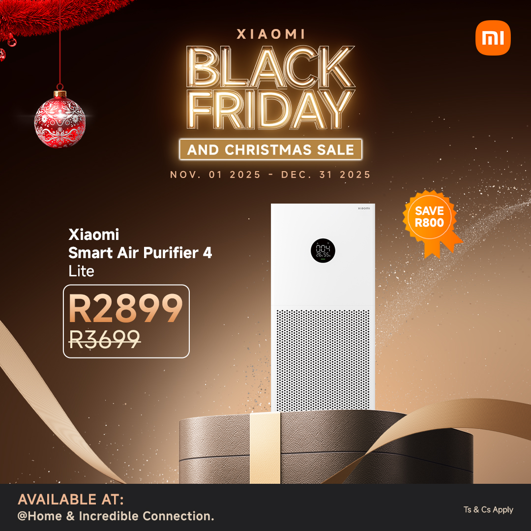 Your home should feel like a breath of fresh air — especially during the holidays 🎁✨
The Xiaomi Smart Air Purifier 4 Lite brings cleaner air to every corner, making gatherings more comfortable and everyday living healthier.
Grab it for R2899 this festive season!