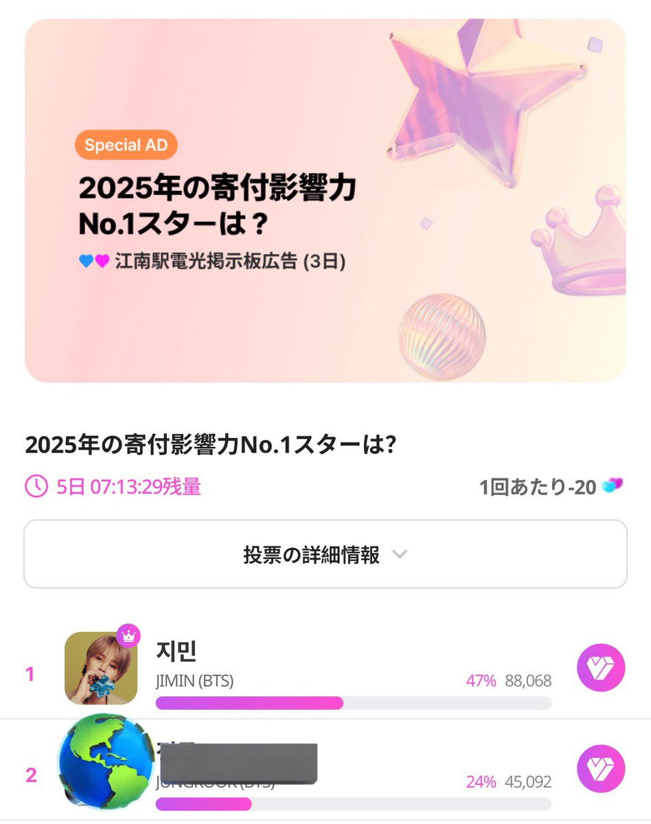🗳 My1pick (D-5️⃣) 【2025年寄付影響力 No.1 スターは