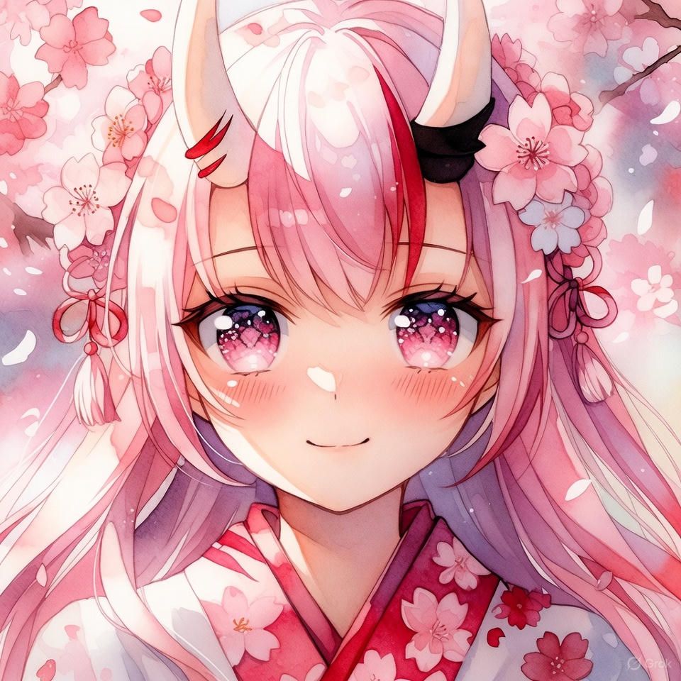 桜の精霊にキスされた鬼の娘… 怖い？それとも、かわいい？♡」 #鬼っ子