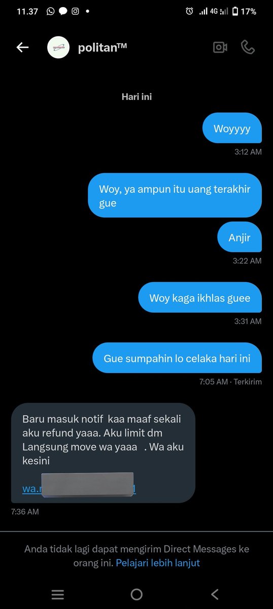 nnnniiiiaaa's tweet photo. Hati-hati akun penipu jual Kouta xl paketan XL promo xl @politaidstoree
Akunnya udah berubah jadi gini, dia kasih nomor ternyata juga nomor korbannya sendiri, jadi dia suka adu domba. Gue juga diblok
#zonauang https://t.co/5opFeKWkMl