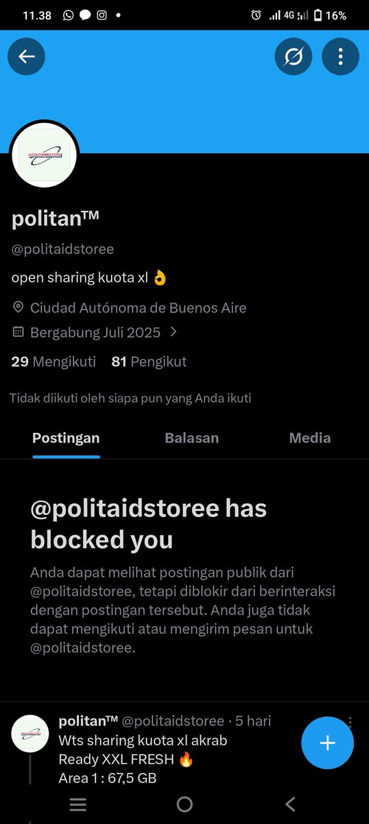 nnnniiiiaaa's tweet photo. Hati-hati akun penipu jual Kouta xl paketan XL promo xl @politaidstoree
Akunnya udah berubah jadi gini, dia kasih nomor ternyata juga nomor korbannya sendiri, jadi dia suka adu domba. Gue juga diblok
#zonauang https://t.co/5opFeKWkMl