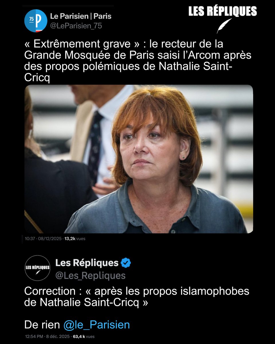 Les_Repliques's tweet image. .@le_Parisien @LeParisien_75 supprime ce tweet après notre correction sur X. 

Nous le rééditons donc pour leur rappeler leur responsabilité en tant que média
