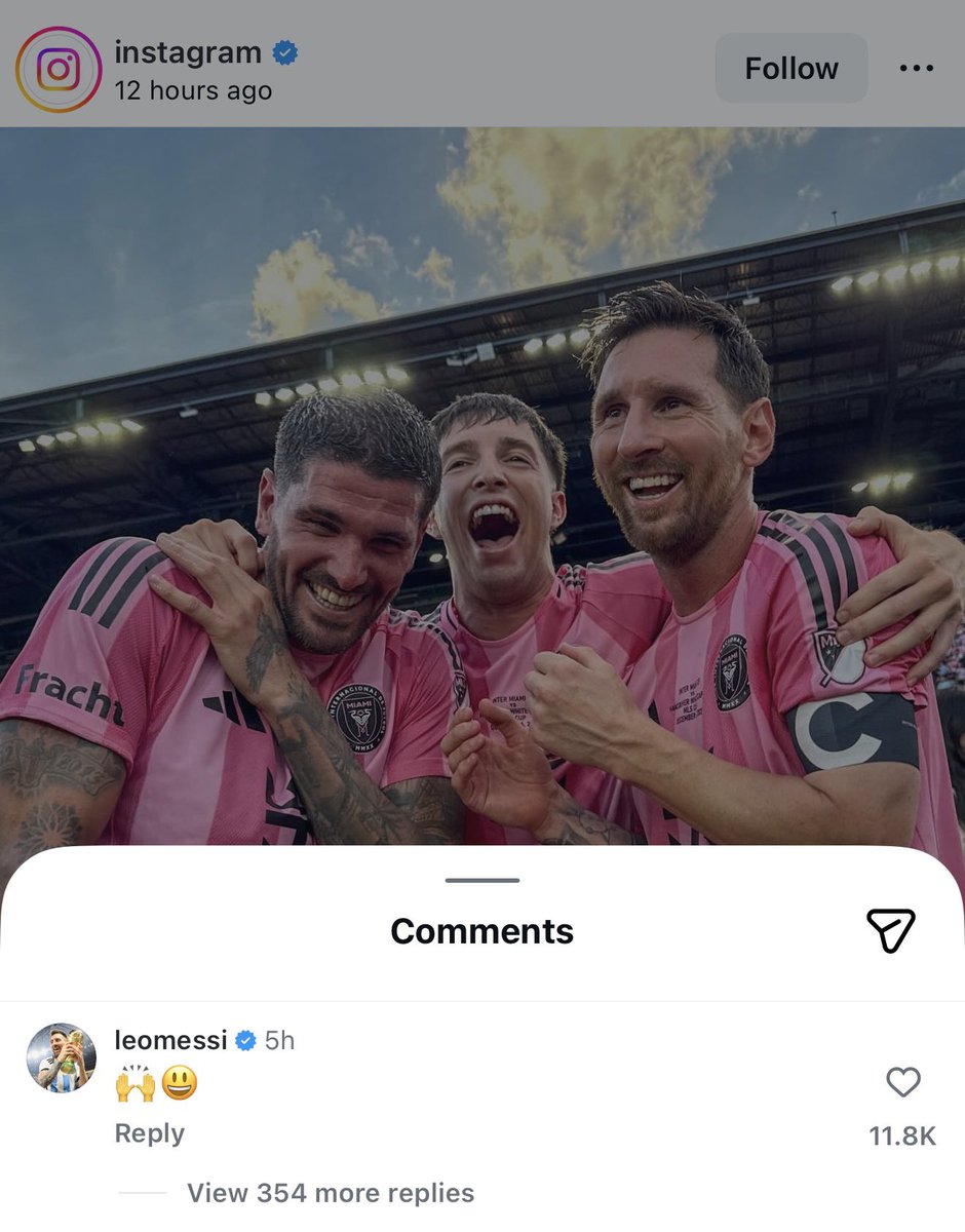 Lionel Messi replied in the comments of the official Instagram page after they honored him for winning his 48th trophy