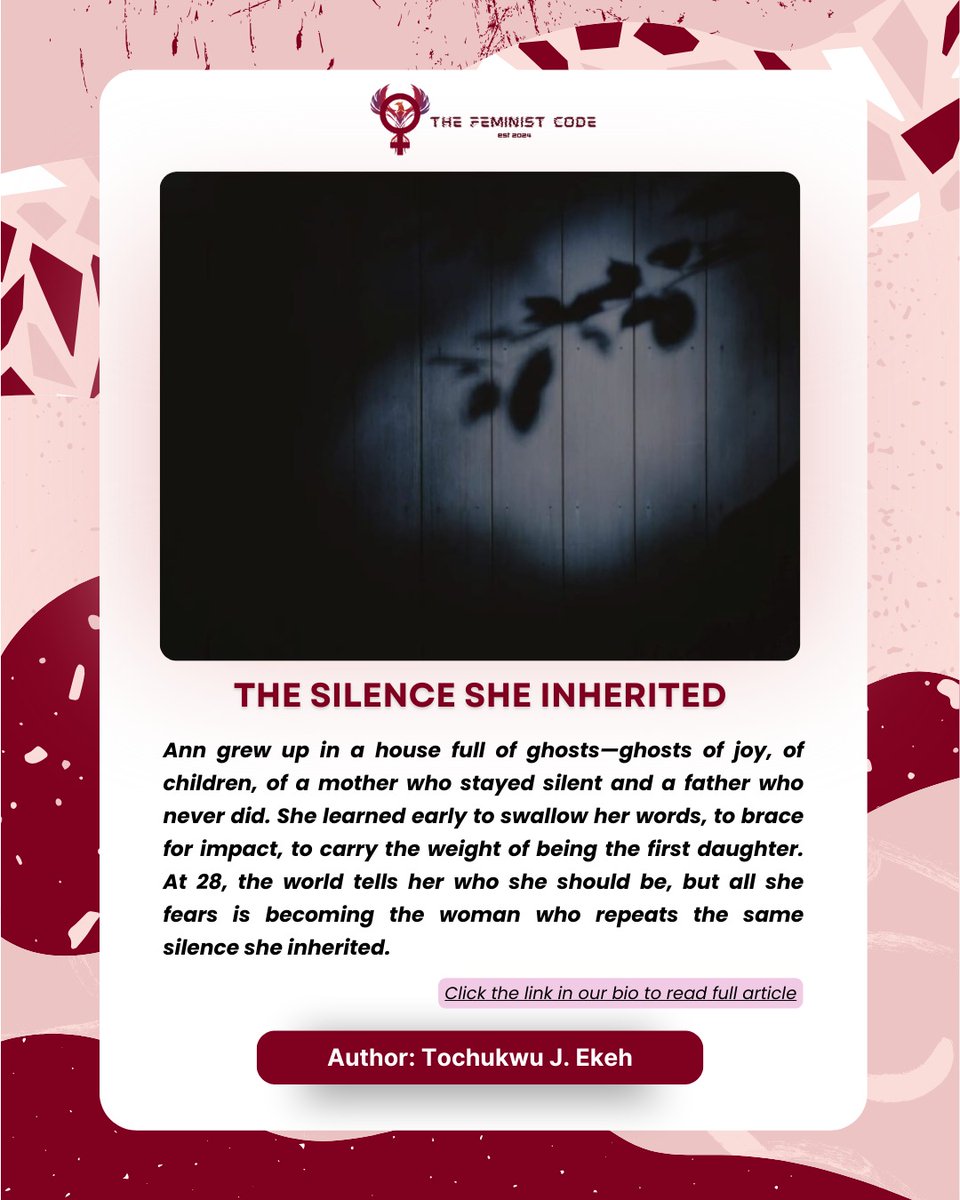 TheFeministcode's tweet image. When silence becomes a legacy, breaking it becomes an act of courage.

Ann’s story is tender, haunting and beautifully written. You’ll want to read this one.

👉 Full read here: online.fliphtml5.com/fncxs/nzeg/#p=…

#BookCommunity #TFC #WomenWhoWrite