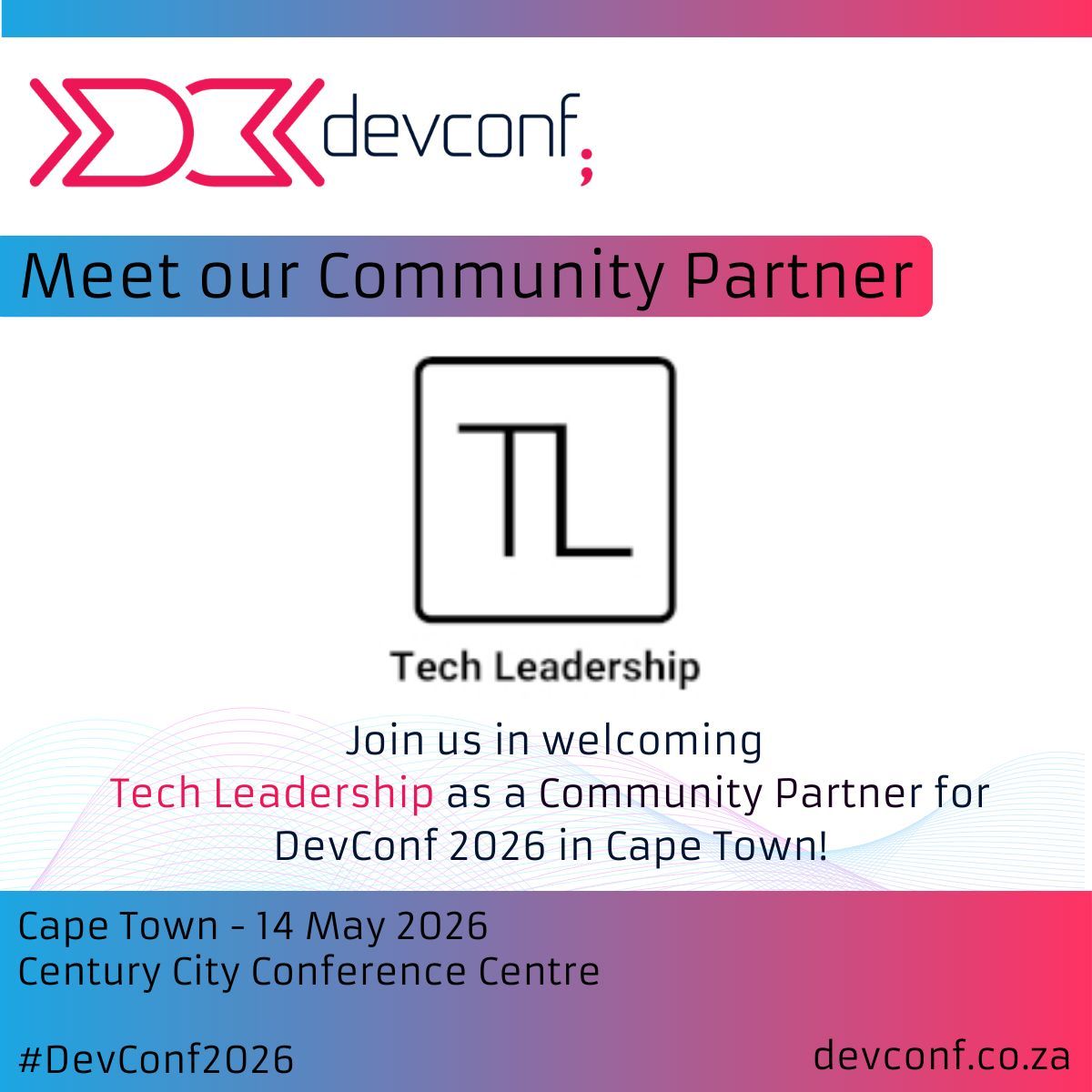 devconfza's tweet image. Leadership meets community! 🎯 Welcome Tech Leadership as a Community Partner for #DevConf2026 Cape Town! Inspiring conversations await on 14 May.

Secure your spot: devconf.co.za