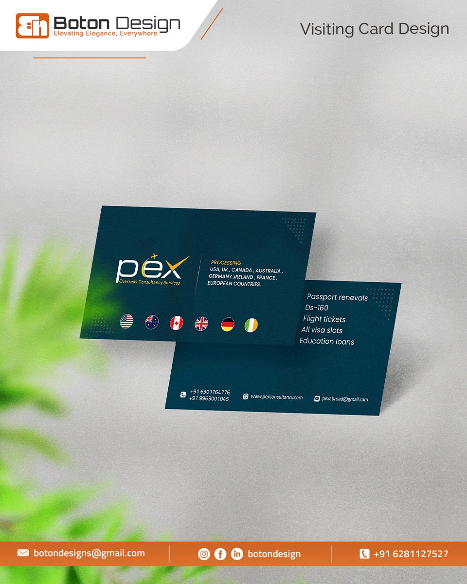BotonDesign's tweet photo. Elevating brands with precision! Visiting card crafted for Pex Consultancy Services by Boton Design

#BotonDesign #BrandIdentity #VisitingCardDesign #CreativeStudio #GraphicDesignIndia https://t.co/IjecPWqFjs
