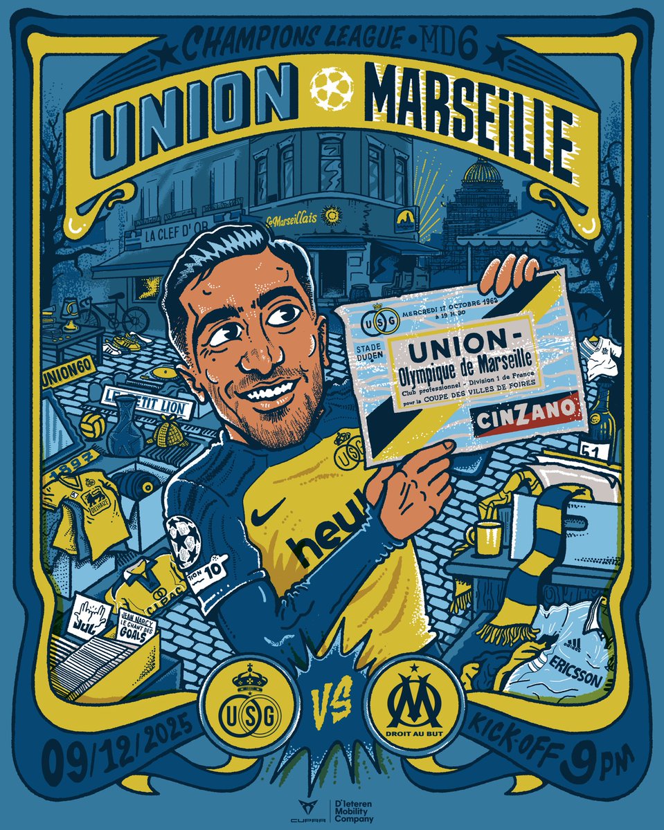 UnionStGilloise's tweet image. 63 ans après, une nouvelle affiche historique nous attend.

À nous de la peindre en jaune et bleu ! 💛💙
