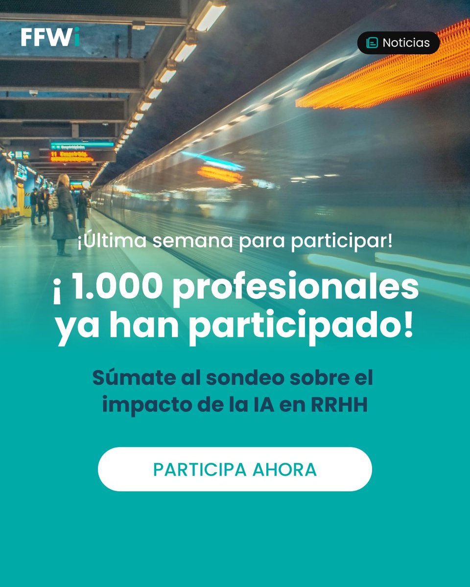 futureforwork's tweet photo. 🔵 ¡Última semana para participar!

Más de 1.000 profesionales de RRHH ya han compartido su visión sobre cómo la IA está transformando su trabajo.

📍Participa aquí → https://t.co/IDKFgwMexF 

📍Y si conoces a alguien que trabaje en RRHH, compárteselo.

#FutureForWork #RRHH https://t.co/KIRK3jd6gU