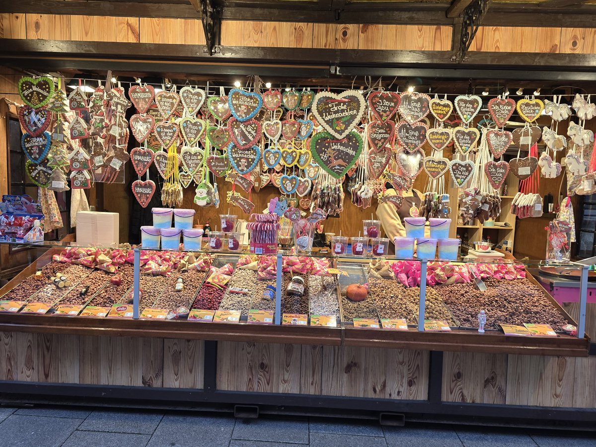 One of the many Christmas stalls in Hamburg, this is near the town hall, St Peter's church