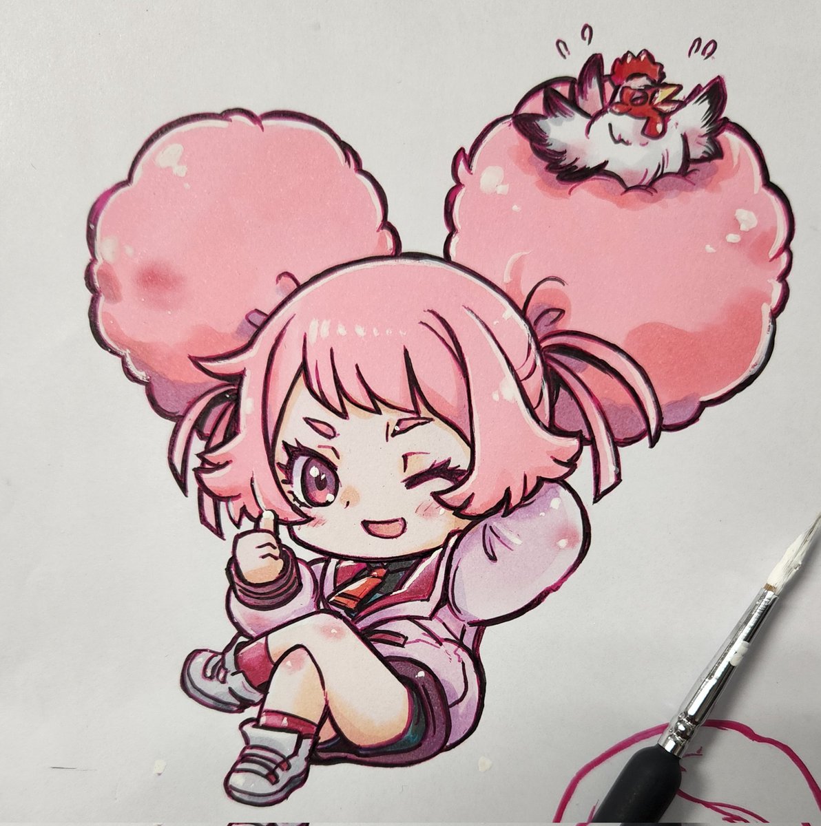 「チュチュパイセン ファンアート 定期リサイクル コピック塗りアナログ絵 #水星の」|ここまひ（赤い靴CLUB)のイラスト