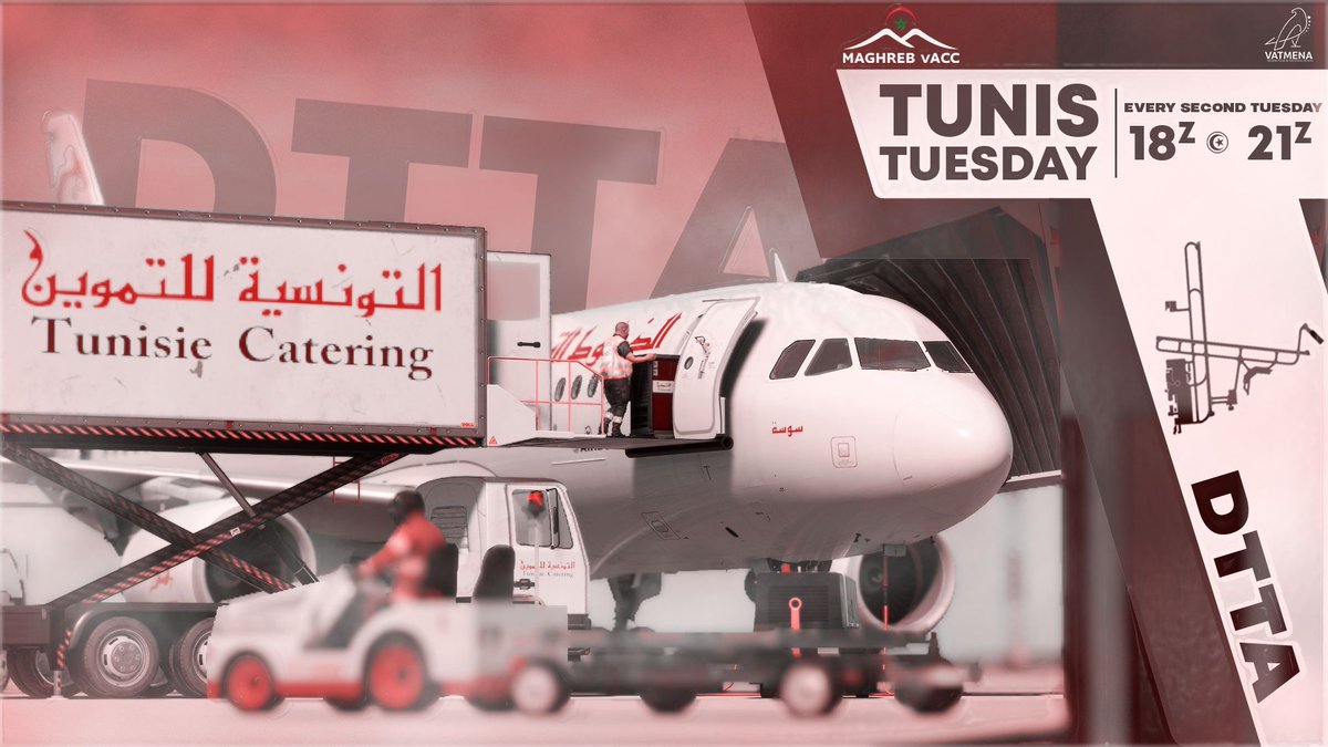 MaghrebvACC's tweet photo. Tunis Tuesday !
Pilots, mark your charts Tunis Tuesday is back! Join us on December 9th from 18z to 21z for the sixth edition of our signature biweekly event! Experience full ATC coverage as we light up the Tunisian skies once more. https://t.co/tbswq3o4g6