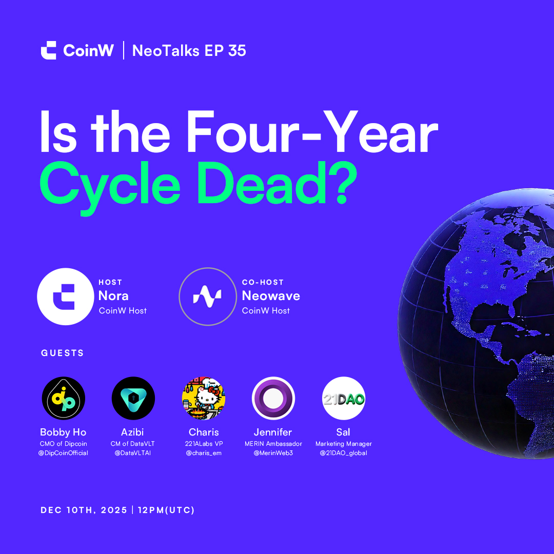 🎙️ Has Bitcoin’s four-year cycle broken down?
 
🥳 Joining <a href="/NeowaveIO/">Neowave Academy</a>, <a href="/DipCoinOfficial/">DipCoin</a>, <a href="/DataVLTAI/">DataVLT</a>, <a href="/charis_em/">Charis E 🐰 (Ø,G) 💢</a>, <a href="/MerinWeb3/">MERIN</a>, <a href="/21DAO_global/">21 DAO</a>

🎁 Drop UID in live chat, 3 Winners grab $50 super bonus each!

🍿 Tune in: bit.ly/4iIy0hf