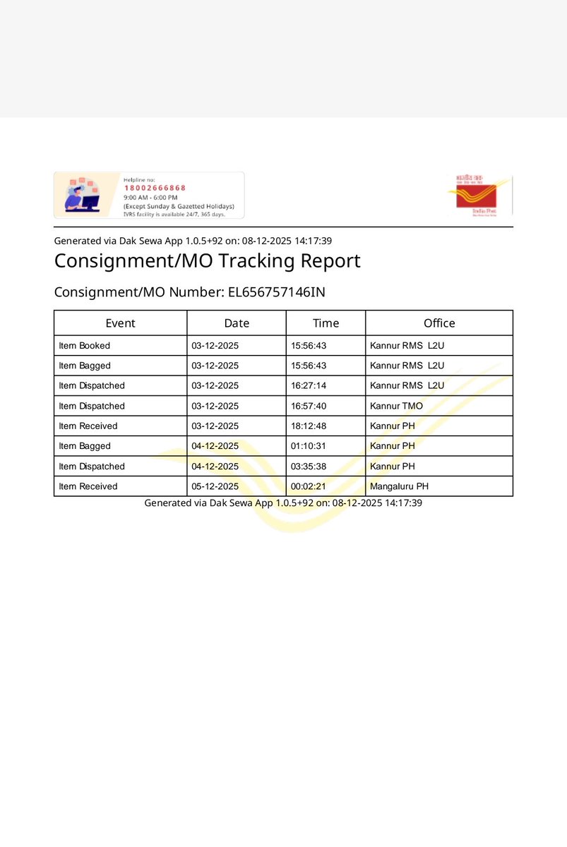 Ranajit291's tweet photo. @IndiaPostOffice 
India post didn't update tracking details in website,is it safe condition or lost. https://t.co/3WLb5iO0C9
