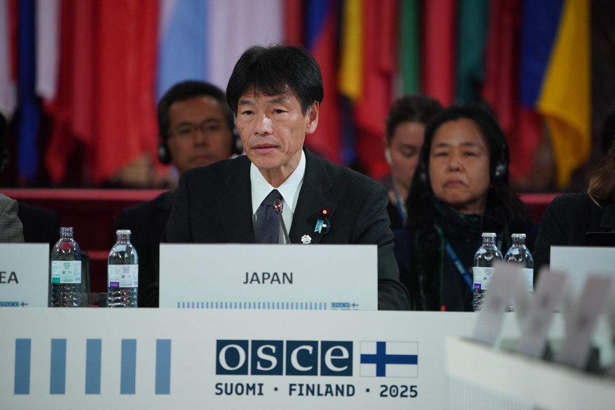 MofaJapan_en's tweet image. Parliamentary Vice-Minister for Foreign Affairs SHIMADA visited Vienna and attended the #OSCE Foreign Ministers' Council, and exchanged views with representatives from various countries and international organizations. #Austria 
Photo: OSCE / Ministry of Foreign Affairs of