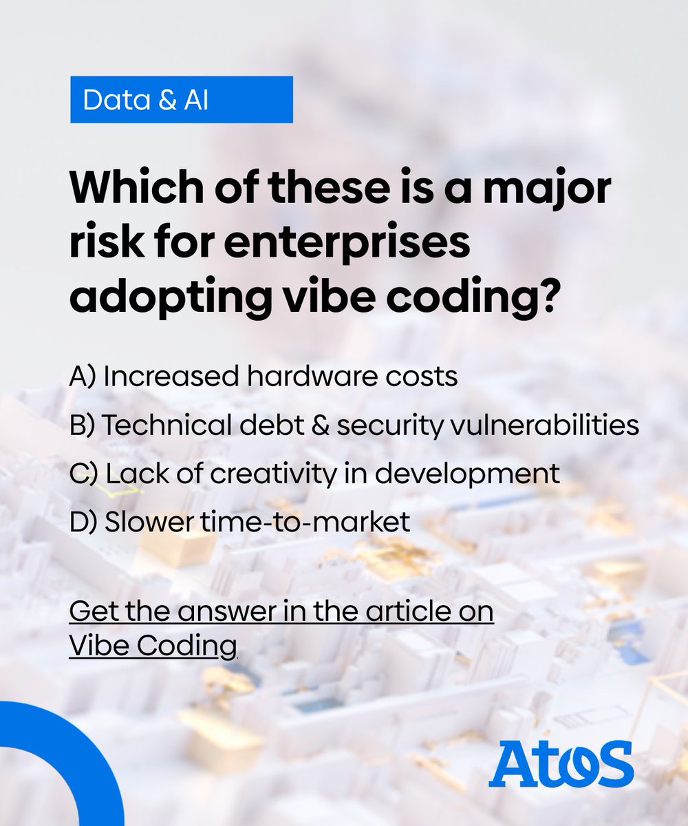 HtBTweets's tweet image. Our vibe coding series continues with a look at potential risks. Every innovation brings challenges and vibe coding is no exception.  
Correct answer is... in the article. Go read it 👉 lbr.io/s/SN5dUt

#VibeCoding #LowCode #NoCode #AgenticAI