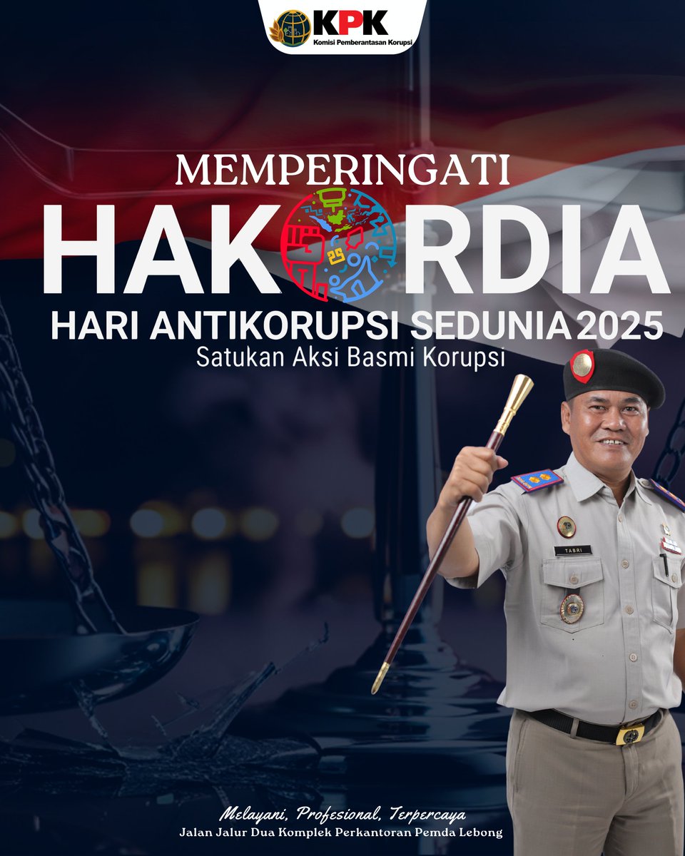 BPNKabLebong's tweet photo. Segenap Jajaran Kantor Pertanahan Kabupaten Lebong mengucapkan Selamat Hari Anti Korupsi (Hakordia) 9 Desember 2025. 

#Antikorupsi
#Korupsi
#Antisuap
#antigratifikasi https://t.co/wJEzRBRuIi
