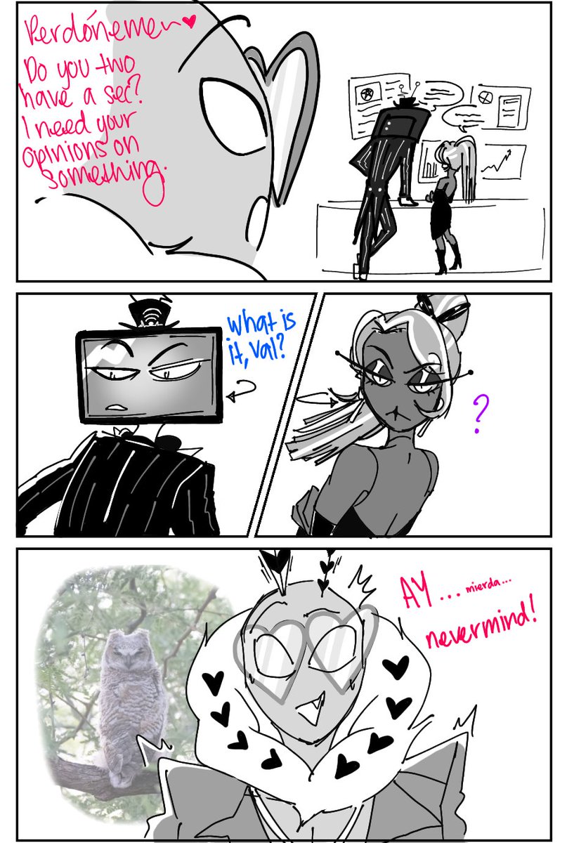 xnyre_'s tweet image. 180 degree turn. It takes some getting used to #Valentino #Vox #Velvette #TheVees #HazbinHotel