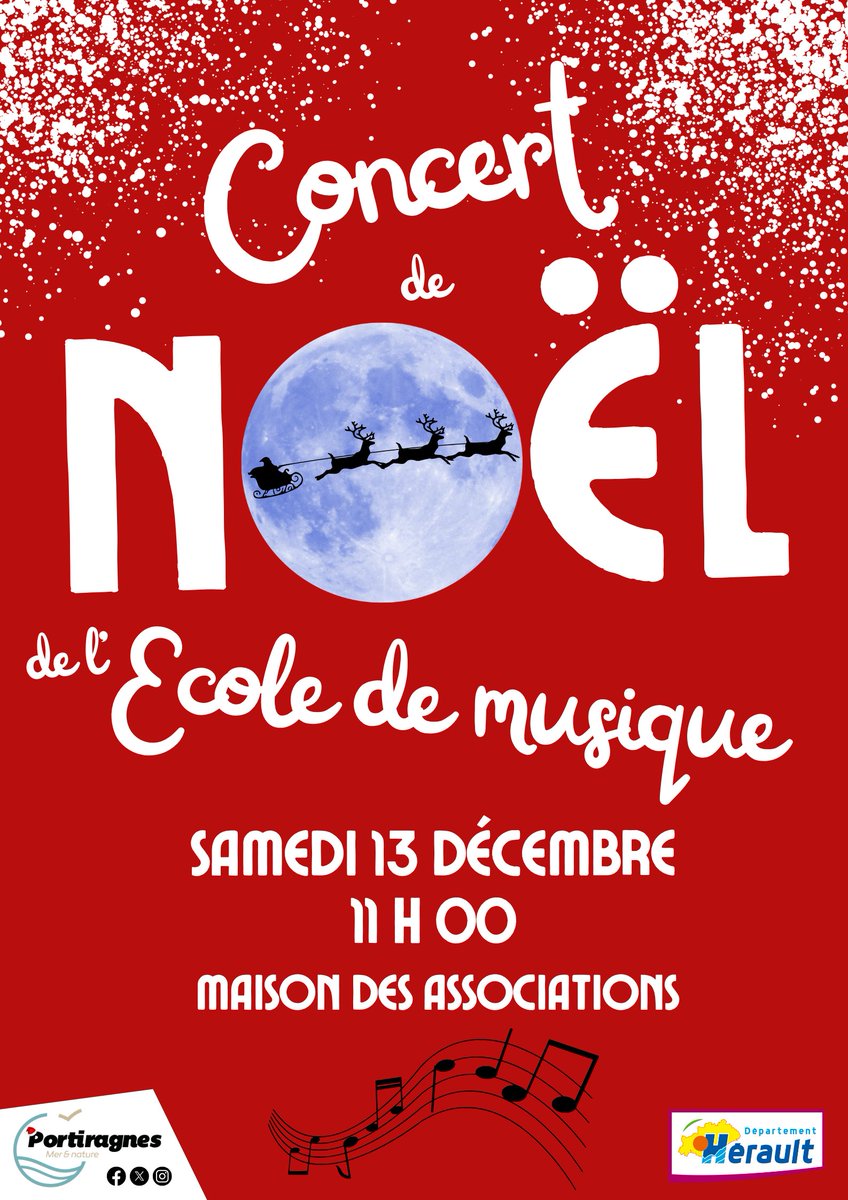 I 𝗡𝗼ë𝗹 à 𝗣𝗢𝗥𝗧𝗜𝗥𝗔𝗚𝗡𝗘𝗦 I 𝑼𝒏 𝒎𝒐𝒊𝒔 𝒅𝒆 𝒎𝒂𝒈𝒊𝒆 𝒑𝒐𝒖𝒓 𝒑𝒆𝒕𝒊𝒕𝒔 𝒆𝒕 𝒈𝒓𝒂𝒏𝒅𝒔 ! 
Portiragnes vous donne rdv tout au long du mois de déc. pour partager l’esprit de Noël autour d’animations festives, musicales et créatives. Découvrez le programme ⤵️