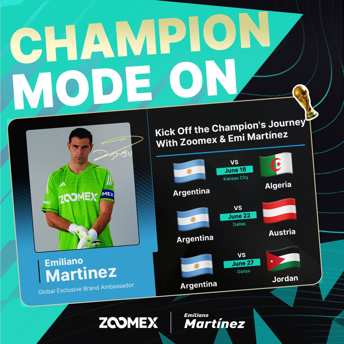 ⚽️ #TurboTuesday x Emi Martínez Giveaway!

🎁 Win $100 USDT — 10 lucky winners!

1️⃣ Follow <a href="/ZoomexOfficial/">ZOOMEX_Official</a>
2️⃣ Like ❤️ + Repost 🔁
3️⃣ Comment your 2026 World Cup Champion pick + your Zoomex UID

⏰ Ends: 09:00 UTC · Dec 12
New here? Join Zoomex: i.zoomex.com/abEqDbS

#Zoomex