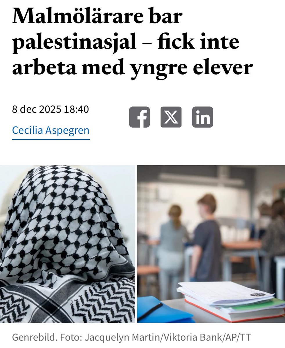 Judiska barn blev rädda för en lärare med palestinasjal som bärs av Hamasterrorister så hon fick inte undervisa dem. 

Lärarvikarien:
Diskriminering wallah! Anmälla no fi faan. 

DO:
Diskriminering. Betala vite nu!

Verkligheten:
Sedan när blev palestinasjal en etnicitet?

💁🏼