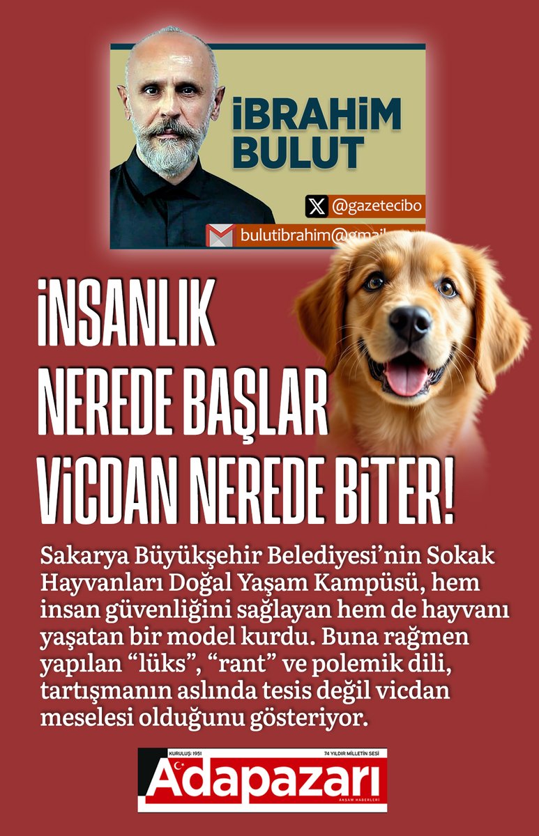gazetecibo's tweet photo. İNSANLIK NEREDE BAŞLAR, VİCDAN NEREDE BİTER!
Sakarya Büyükşehir Belediyesi’nin Sokak Hayvanları Doğal Yaşam Kampüsü, hem insan güvenliğini sağlayan hem de hayvanı yaşatan bir model kurdu. 
Buna rağmen yapılan “lüks”, “rant” ve polemik dili, tartışmanın aslında tesis değil vicdan meselesi olduğunu gösteriyor.

🔗 https://t.co/o9Wiwa1SQA