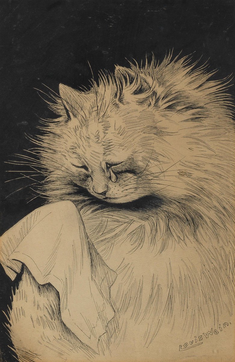 LouisWainBot's tweet photo. 'Weeping Cat' https://t.co/mUqb7BoteP