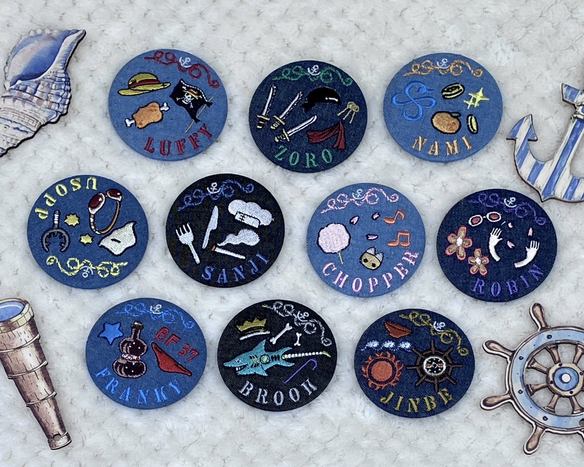 ワンピース　デニム刺繍缶バッジ　vol.1 麦わらストア　6個セット おすすめ】 デニム刺繍缶バッジ Vol.1(全10種 ) 880円(税込) ※ランダム